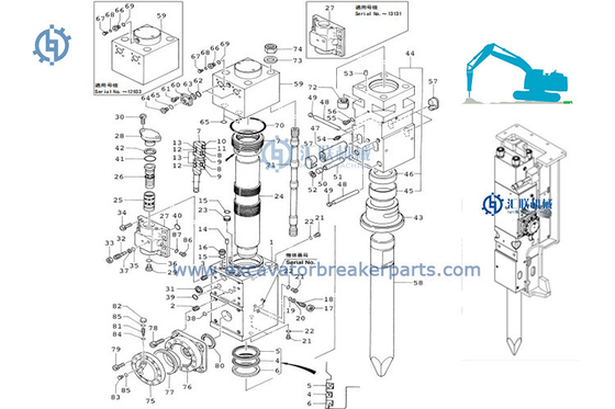 Furukawa Hydraulic Breaker Parts HB15G HB20G HB30G Hammer Percussion Piston Cylinder
