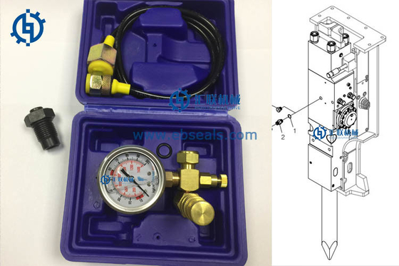 Atlas Copco Hydraulic Breaker Nitrogen Charge Kit Pressure Gauge Meter