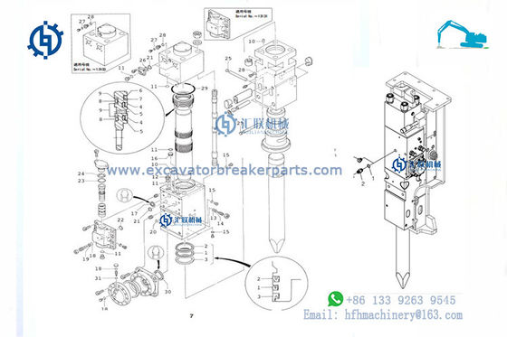 Set of Seals Komac Hydraulic Breaker Seal Kit KB1500 KB2000 Hammer Cylinder Sealing